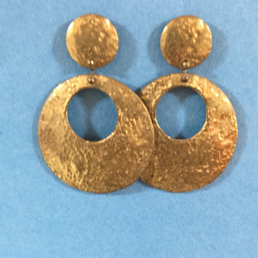Gold Geometric Textured Earrings